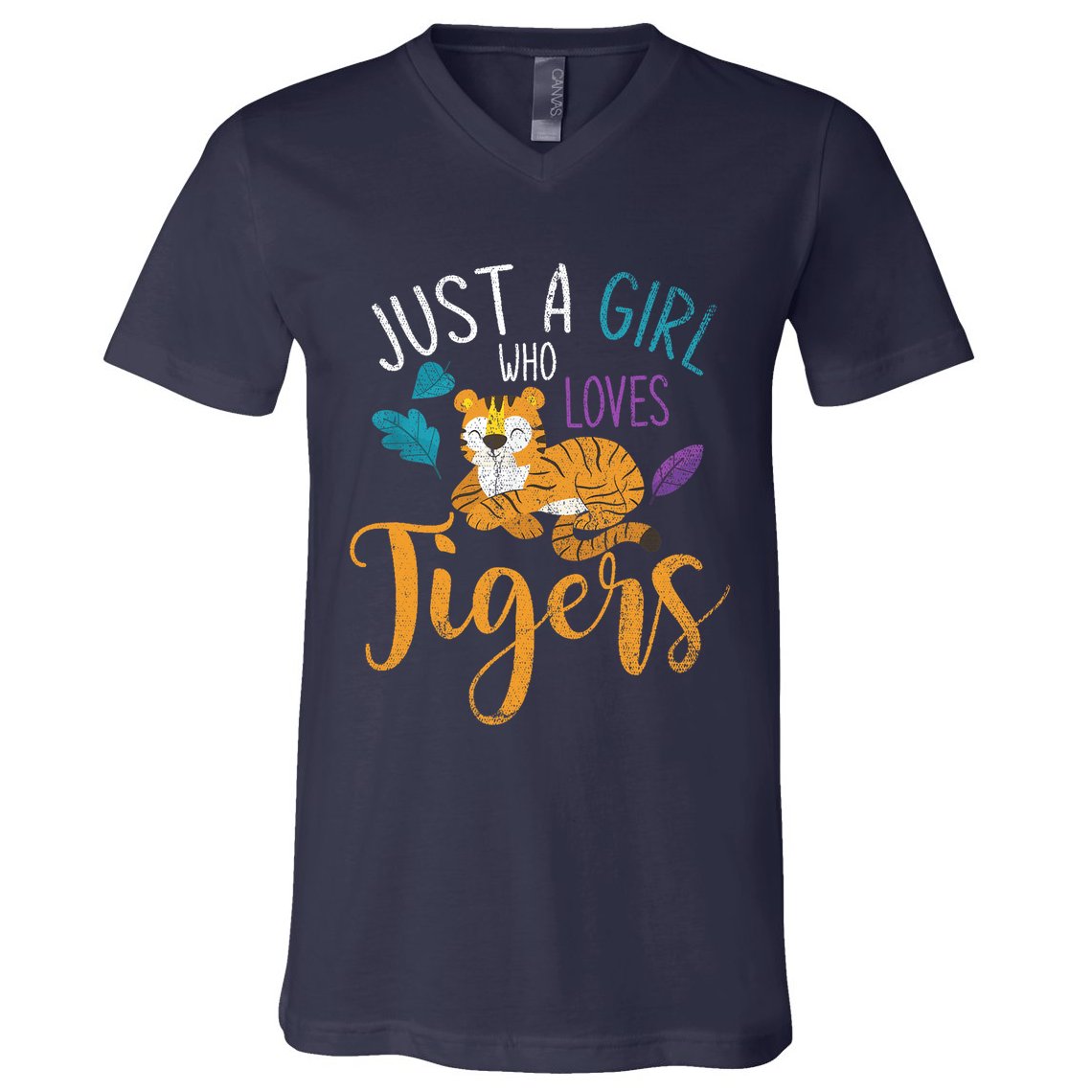 Cute Animal Lover Wildlife Wo Girl Tiger V-Neck T-Shirt