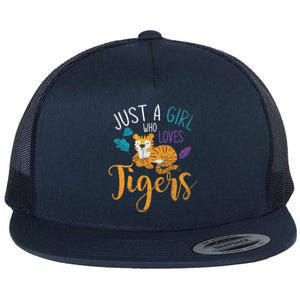 Cute Animal Lover Wildlife Wo Girl Tiger Flat Bill Trucker Hat