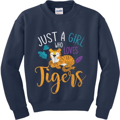 Cute Animal Lover Wildlife Wo Girl Tiger Kids Sweatshirt