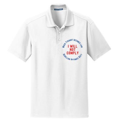 I Will Not Comply MAGA Conservative Anti Biden Dry Zone Grid Polo