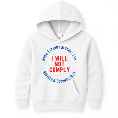 I Will Not Comply MAGA Conservative Anti Biden Kids Hoodie
