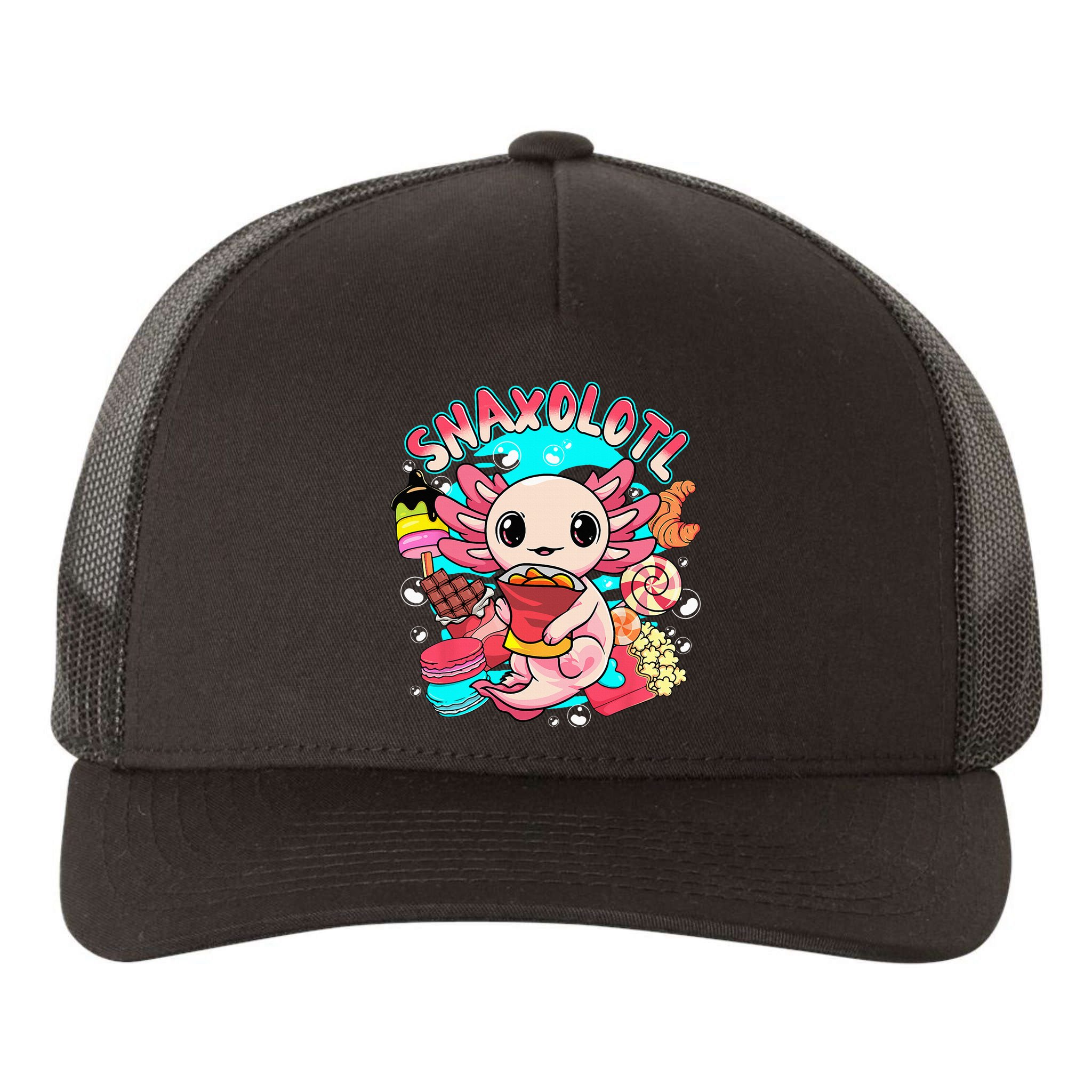 Cute Axolotl Lover Snaxolotl Food Sweets Yupoong Adult 5-Panel Trucker Hat