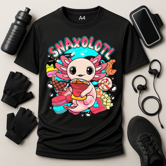 Cute Axolotl Lover Snaxolotl Food Sweets Cooling Performance Crew T-Shirt