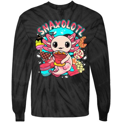 Cute Axolotl Lover Snaxolotl Food Sweets Tie-Dye Long Sleeve Shirt