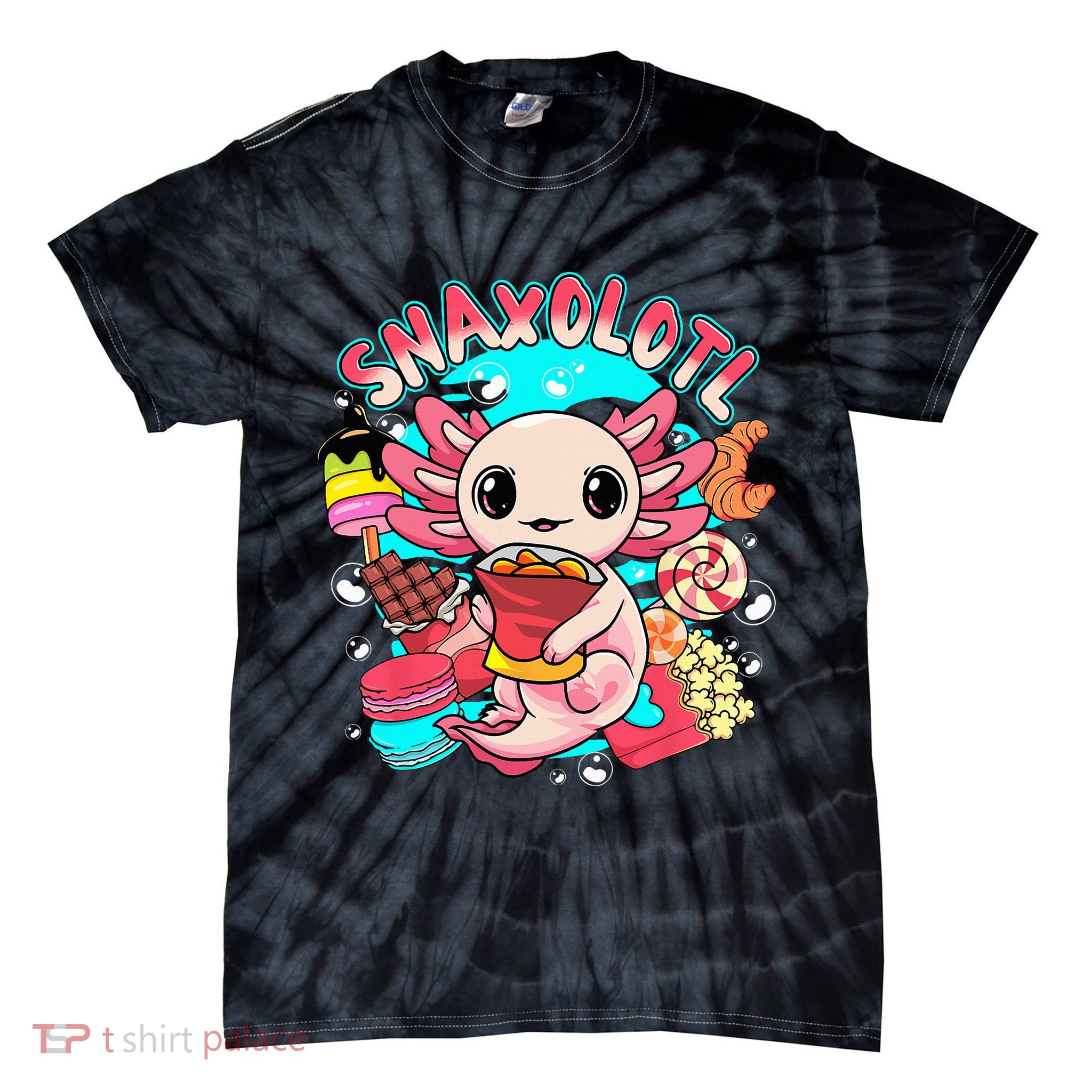 Cute Axolotl Lover Snaxolotl Food Sweets Tie-Dye T-Shirt