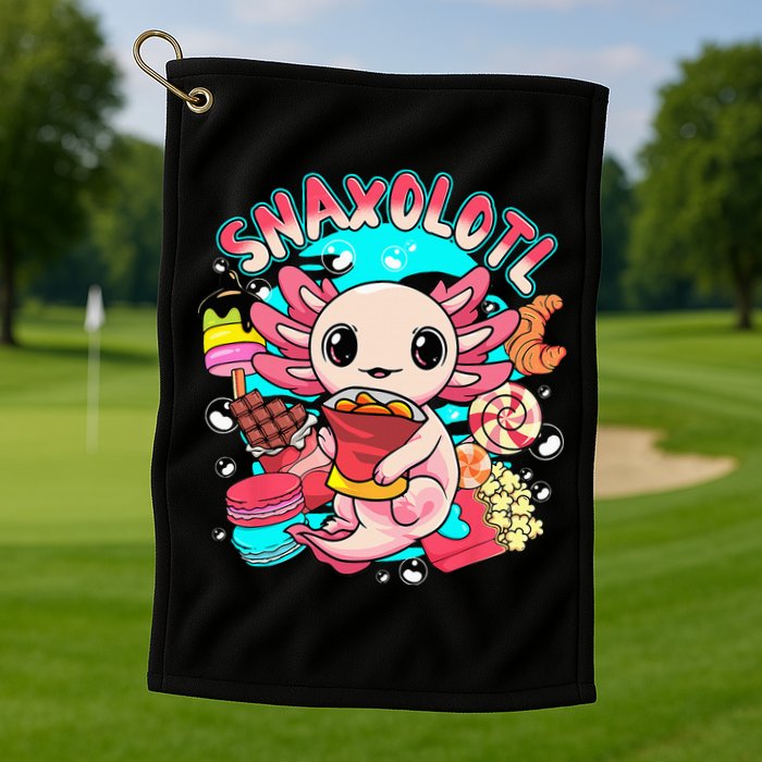Cute Axolotl Lover Snaxolotl Food Sweets Golf Towel