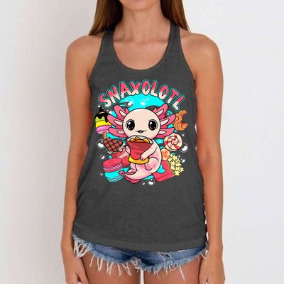 Cute Axolotl Lover Snaxolotl Food Sweets Women's Knotted Racerback Tank