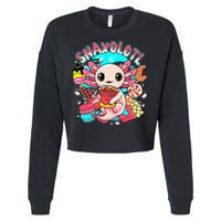 Cute Axolotl Lover Snaxolotl Food Sweets Cropped Pullover Crew