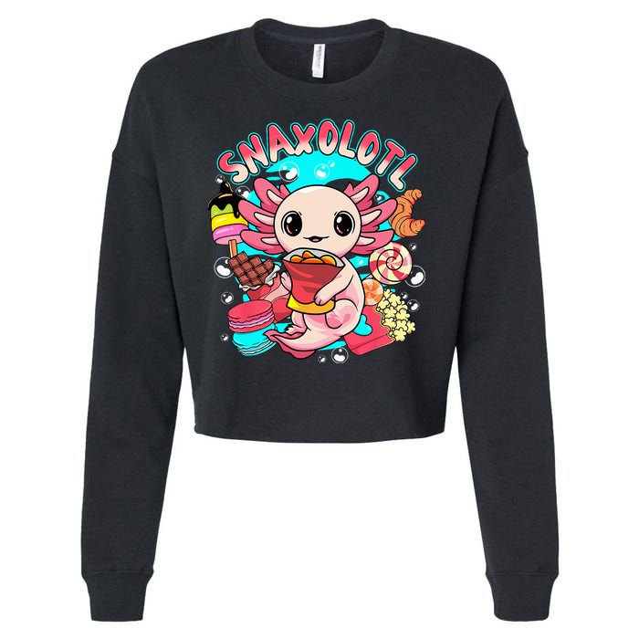 Cute Axolotl Lover Snaxolotl Food Sweets Cropped Pullover Crew