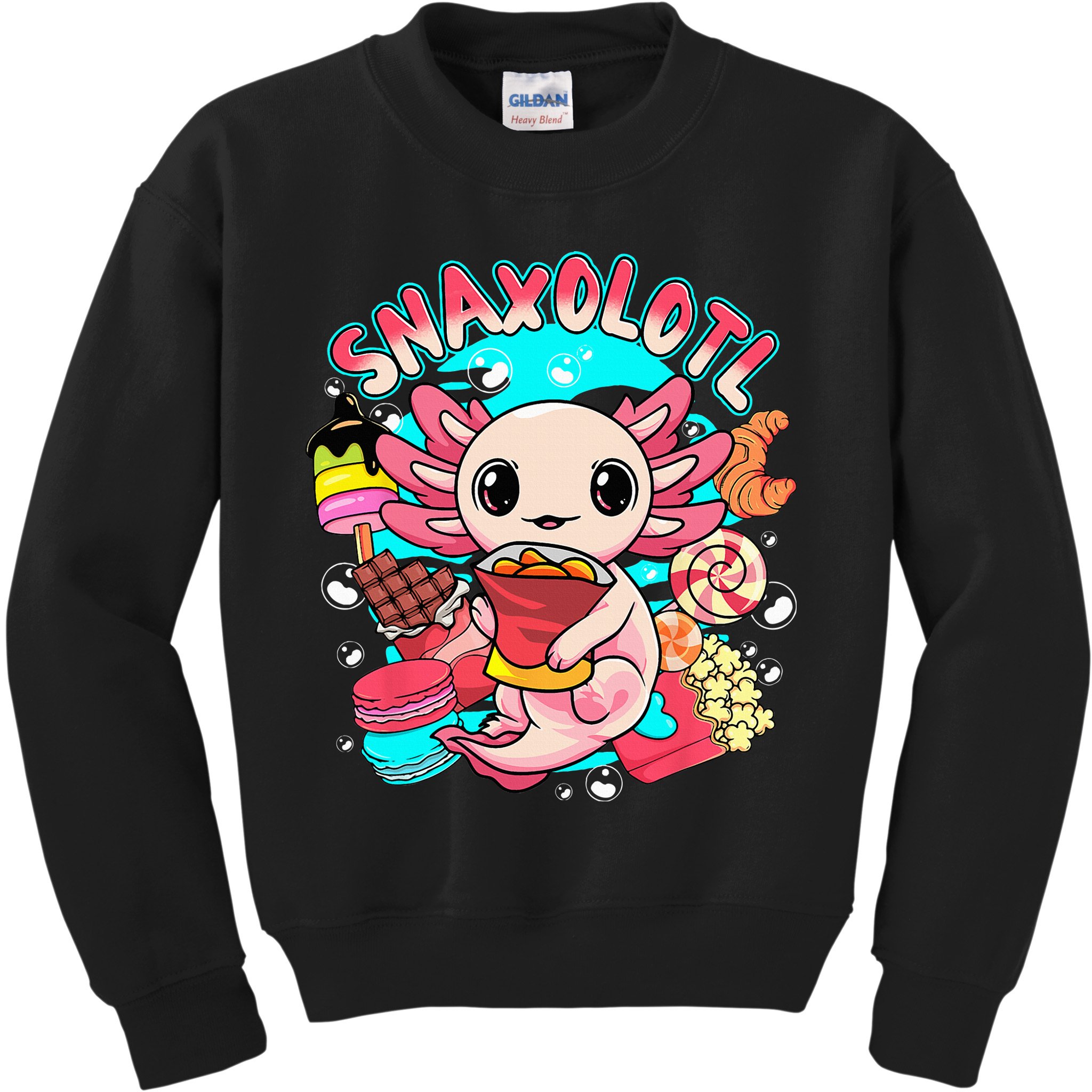 Cute Axolotl Lover Snaxolotl Food Sweets Kids Sweatshirt