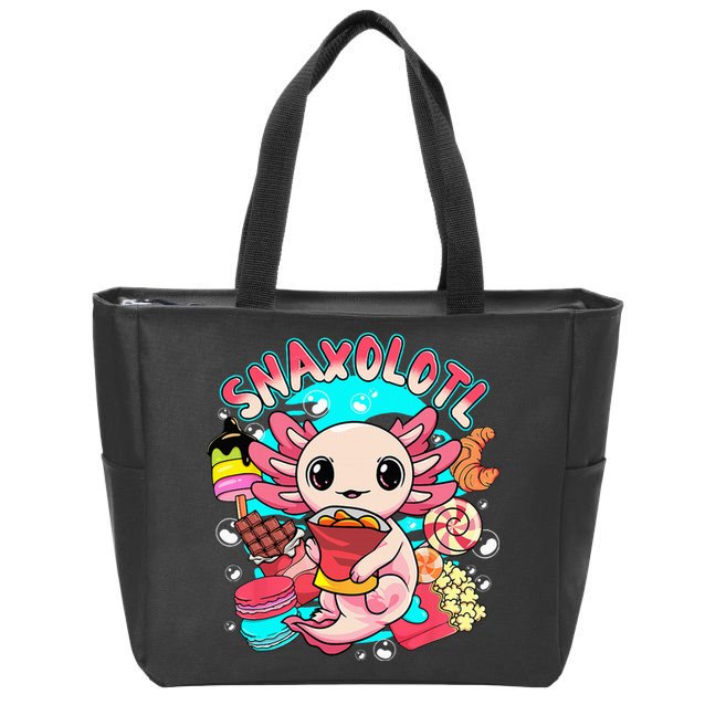 Cute Axolotl Lover Snaxolotl Food Sweets Zip Tote Bag