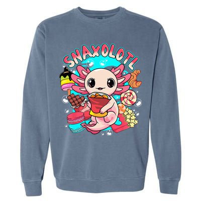 Cute Axolotl Lover Snaxolotl Food Sweets Garment-Dyed Sweatshirt