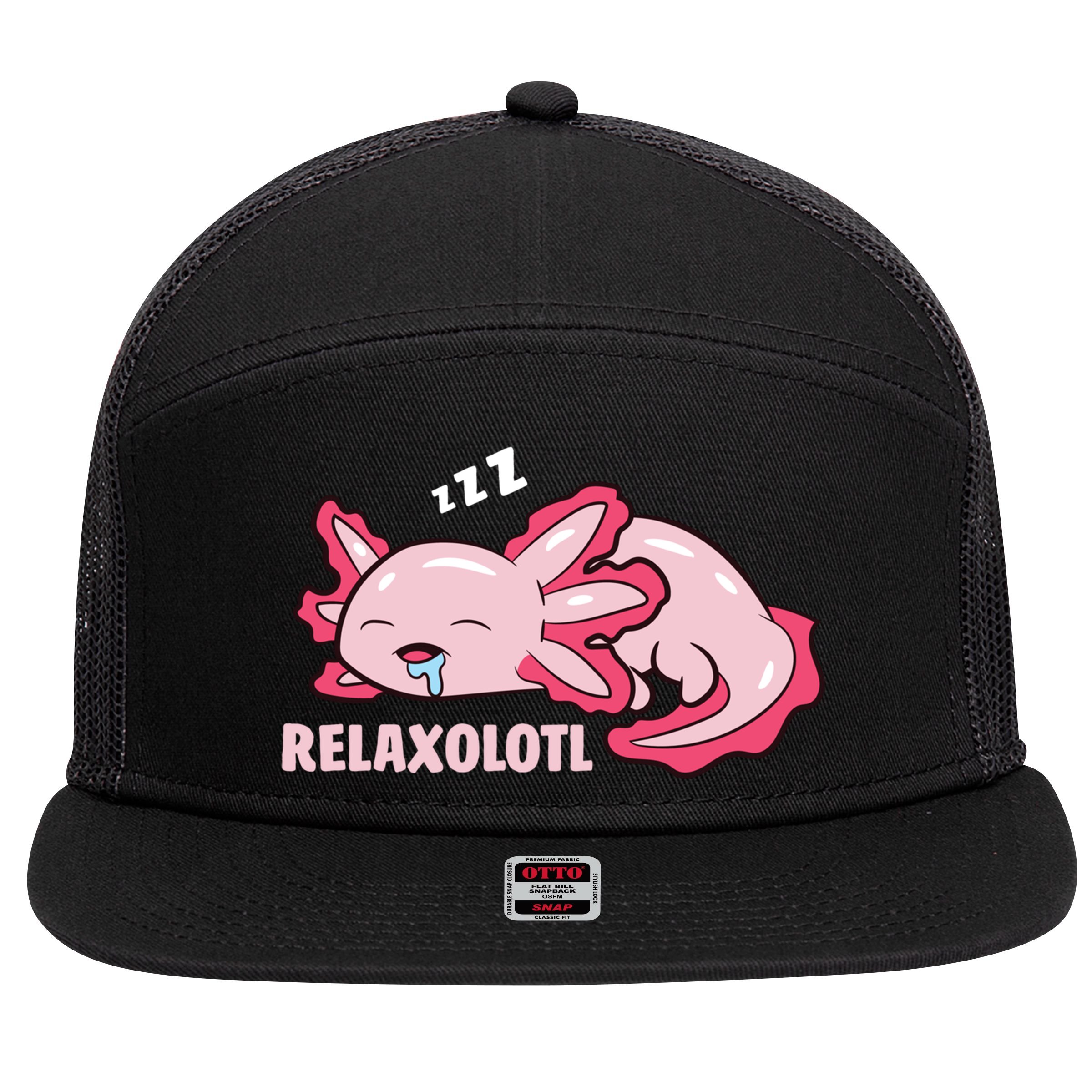 Cute Axolotl Lover Mexican Salamander Relaxolotl Gift 7 Panel Mesh Trucker Snapback Hat