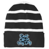 Concrete And Luxury Dont Slip Blue Striped Beanie with Solid Band