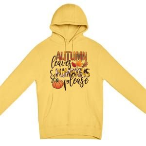 Cute Autumn Leaves And Pumpkins Please Premium Pullover Hoodie