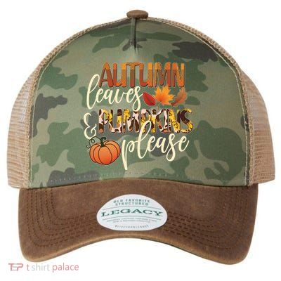 Cute Autumn Leaves And Pumpkins Please Legacy Tie Dye Trucker Hat