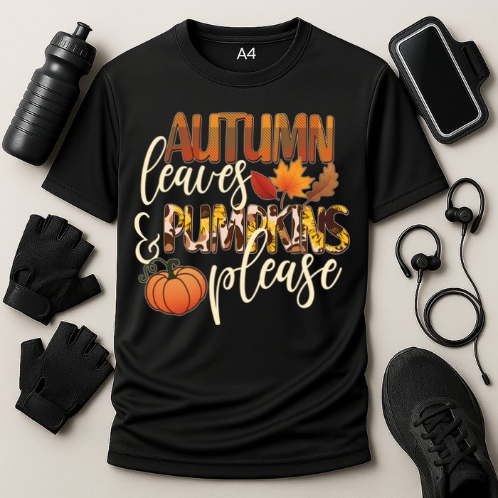 Cute Autumn Leaves And Pumpkins Please Cooling Performance Crew T-Shirt