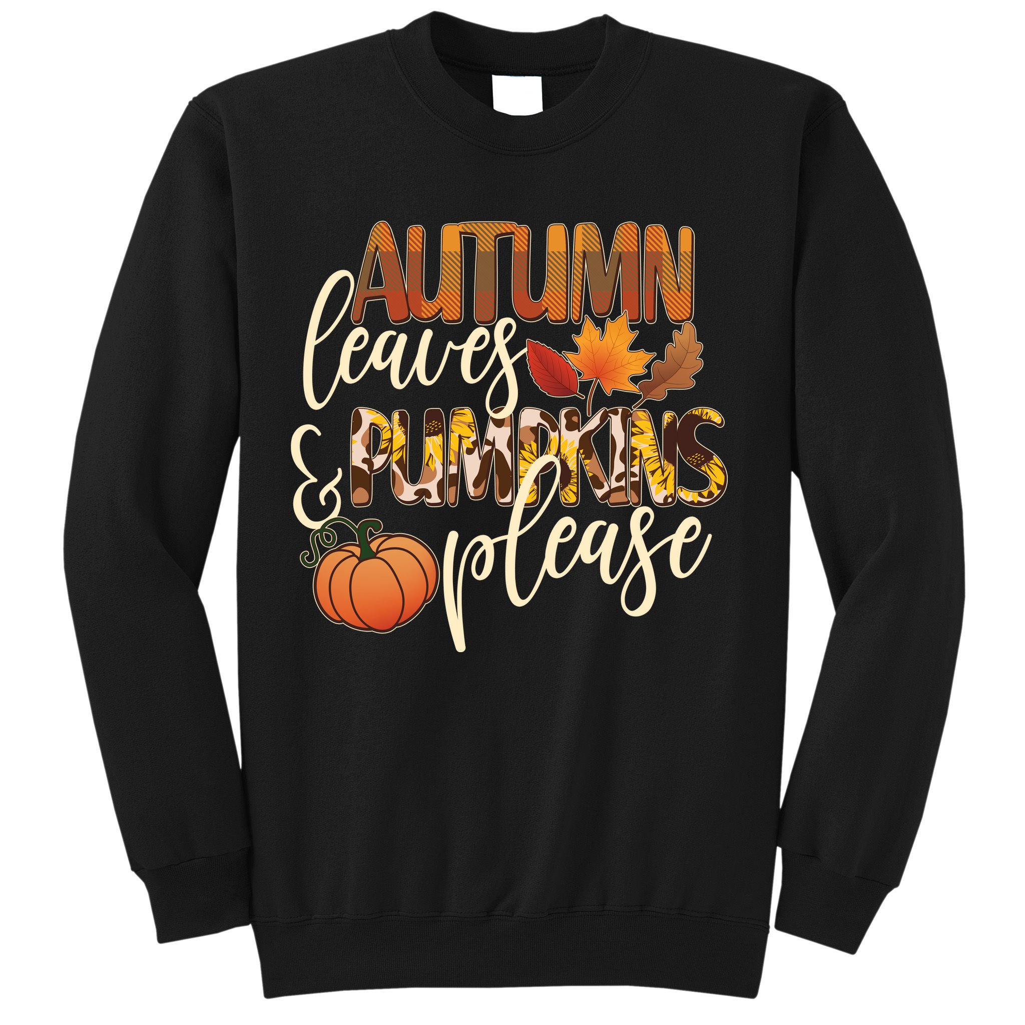Cute Autumn Leaves And Pumpkins Please Sweatshirt