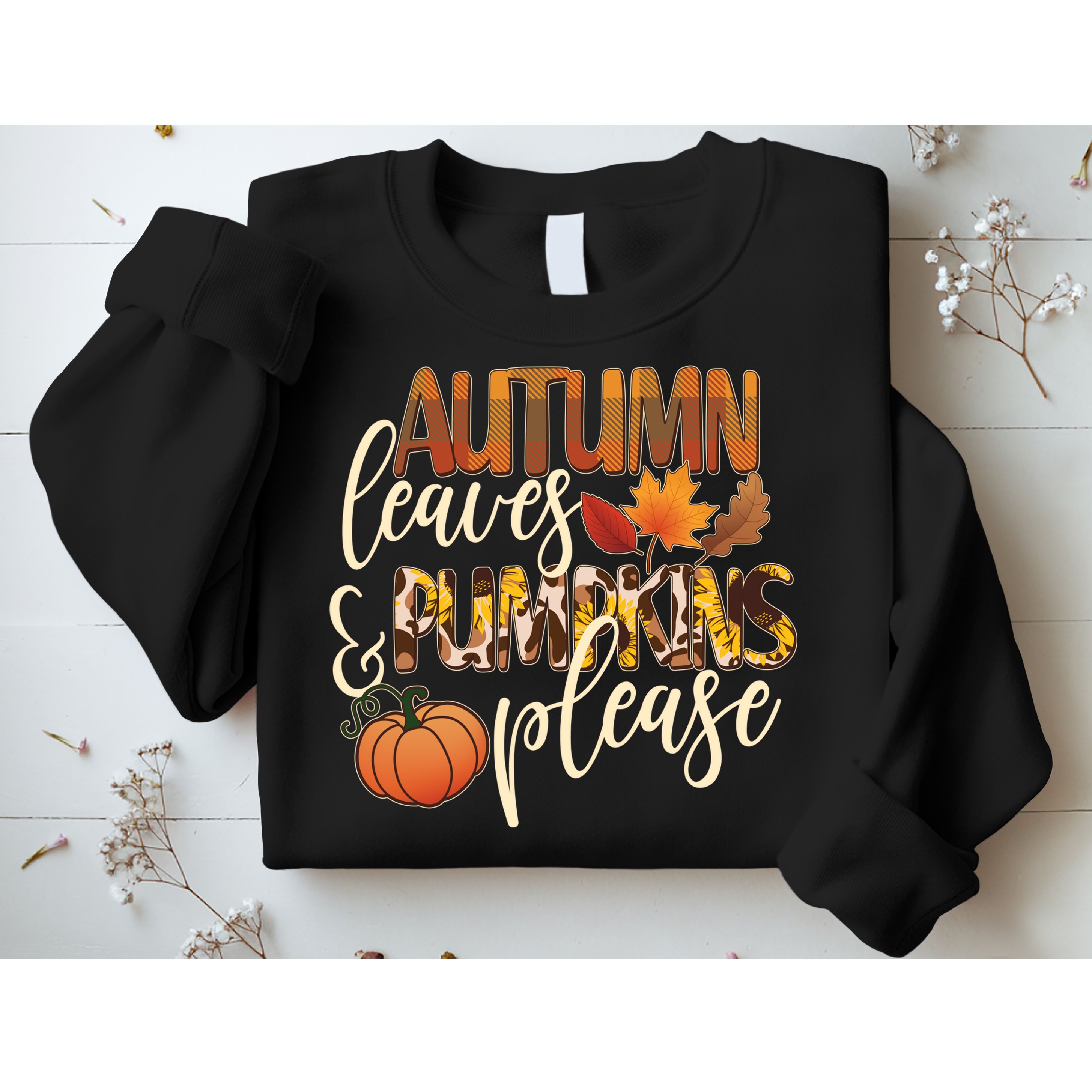 Cute Autumn Leaves And Pumpkins Please Sweatshirt