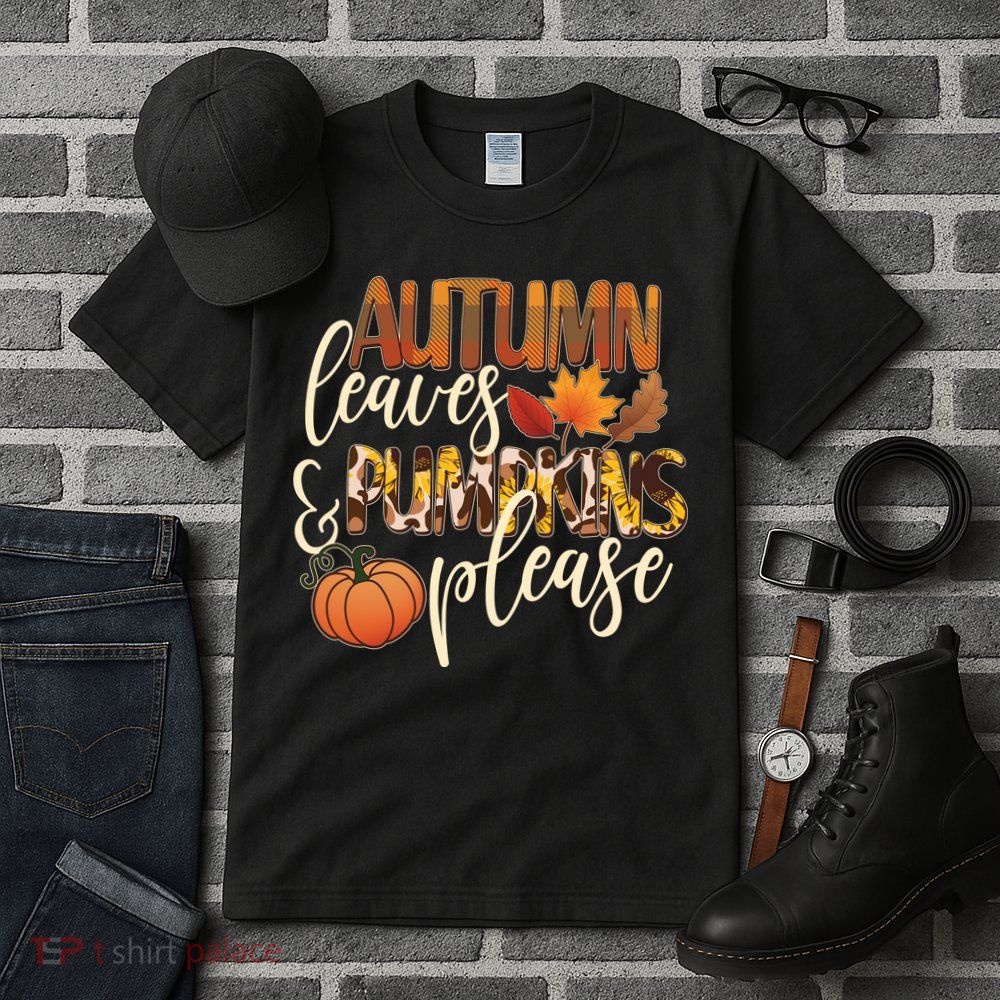 Cute Autumn Leaves And Pumpkins Please Tall T-Shirt