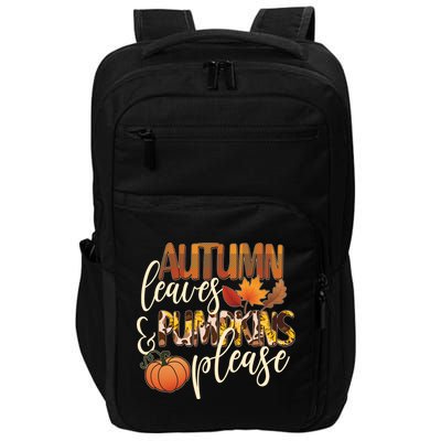 Cute Autumn Leaves And Pumpkins Please Impact Tech Backpack