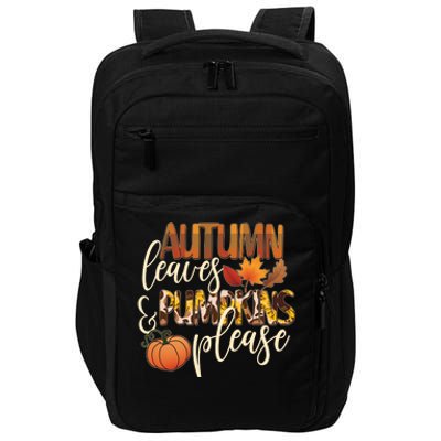 Cute Autumn Leaves And Pumpkins Please Impact Tech Backpack