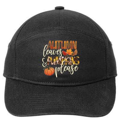 Cute Autumn Leaves And Pumpkins Please 7-Panel Snapback Hat