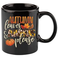 Cute Autumn Leaves And Pumpkins Please 11oz C Handle Ceramic Mug