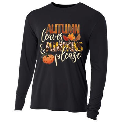 Cute Autumn Leaves And Pumpkins Please Cooling Performance Long Sleeve Crew