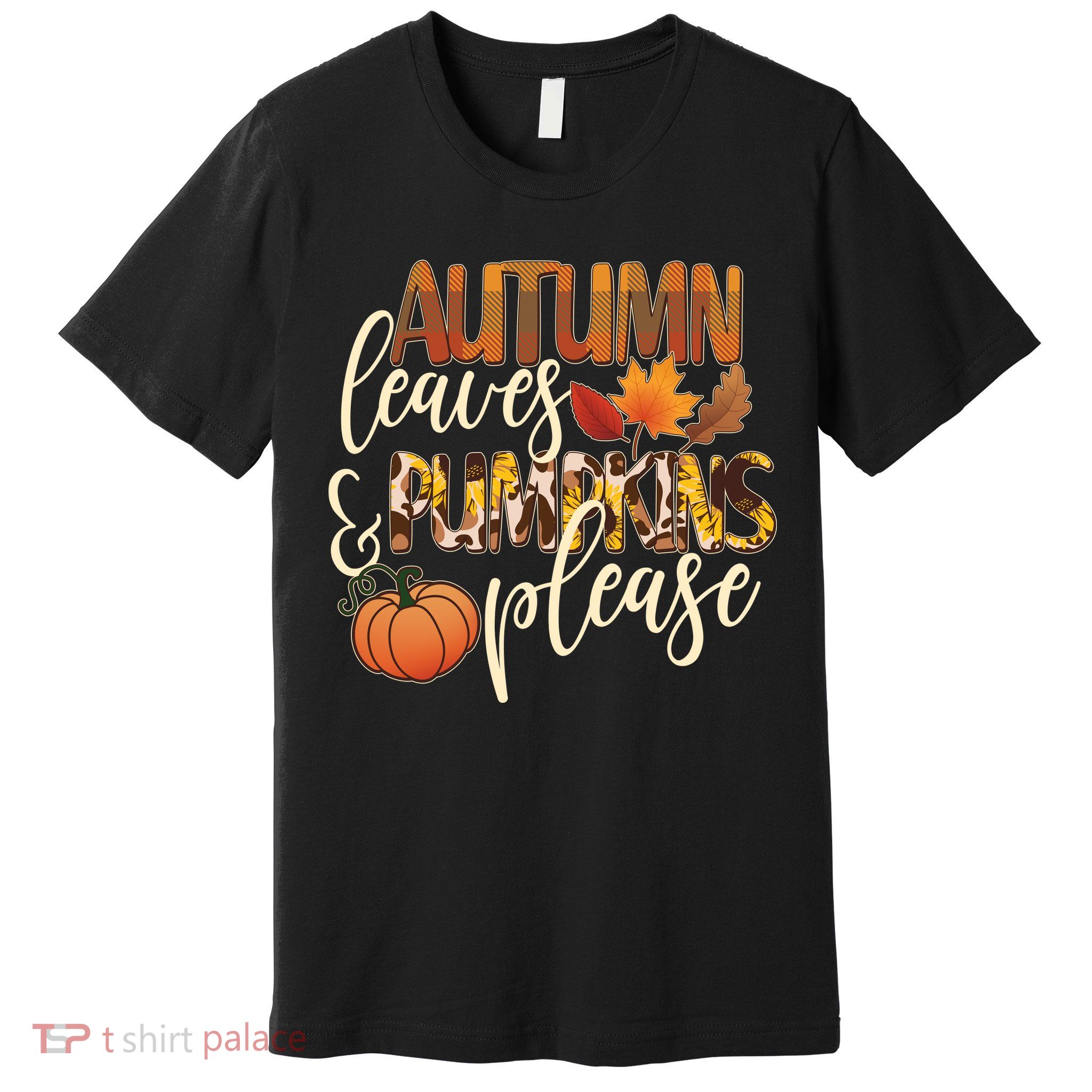 Cute Autumn Leaves And Pumpkins Please Premium T-Shirt