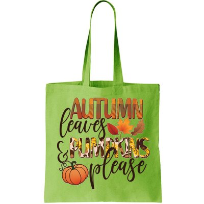 Cute Autumn Leaves And Pumpkins Please Bag