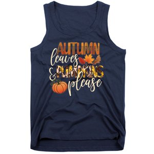 Cute Autumn Leaves And Pumpkins Please Tank Top