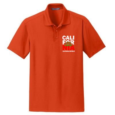 Cali California Republic Logo Dry Zone Grid Polo