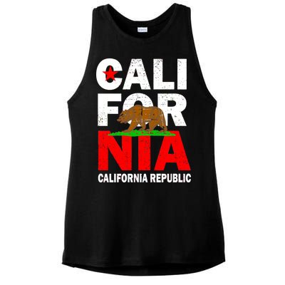 Cali California Republic Logo Ladies PosiCharge Tri-Blend Wicking Tank