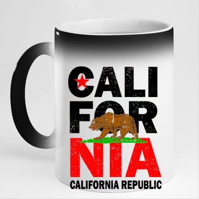 Cali California Republic Logo 11oz Black Color Changing Mug