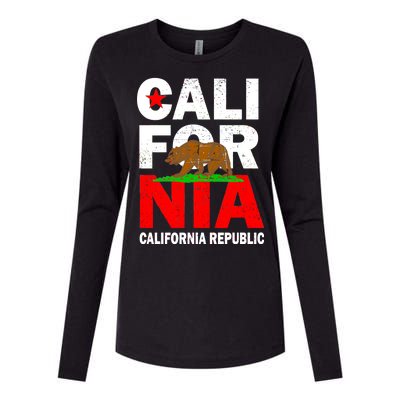 Cali California Republic Logo Womens Cotton Relaxed Long Sleeve T-Shirt