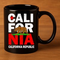 Cali California Republic Logo 11oz C Handle Ceramic Mug