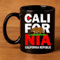 Cali California Republic Logo 11oz C Handle Ceramic Mug