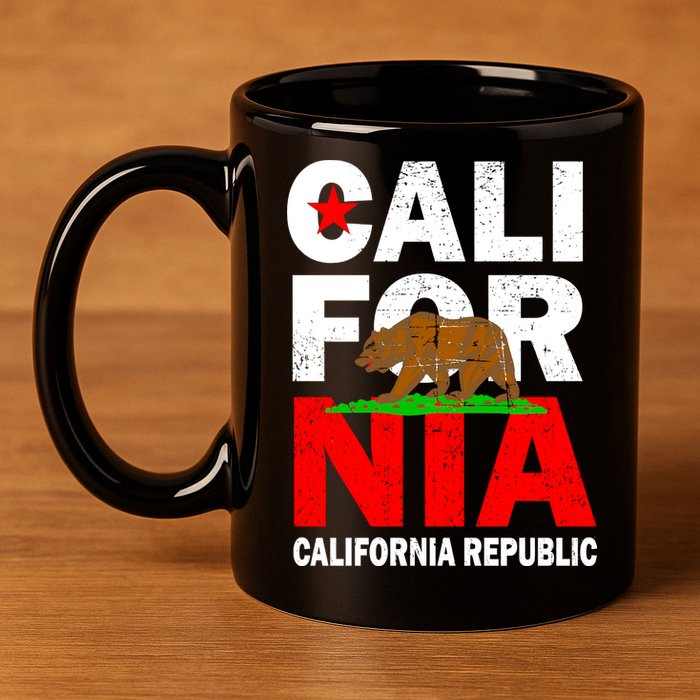 Cali California Republic Logo 11oz C Handle Ceramic Mug