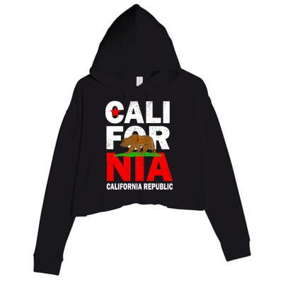 Cali California Republic Logo Crop Fleece Hoodie