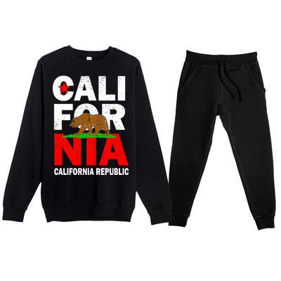 Cali California Republic Logo Premium Crewneck Sweatsuit Set