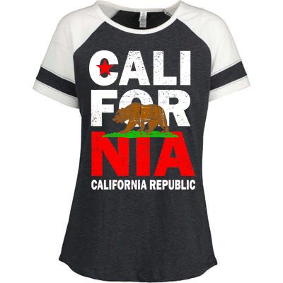 Cali California Republic Logo Enza Ladies Jersey Colorblock Tee