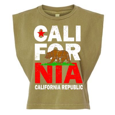 Cali California Republic Logo Garment-Dyed Women's Muscle Tee