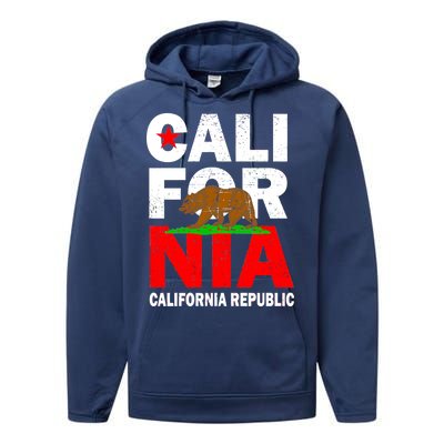 Cali California Republic Logo Performance Fleece Hoodie