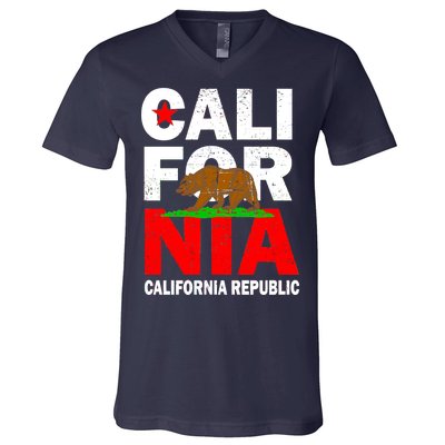 Cali California Republic Logo V-Neck T-Shirt