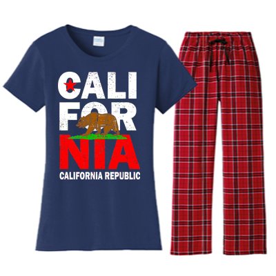 Cali California Republic Logo Women's Flannel Pajama Set