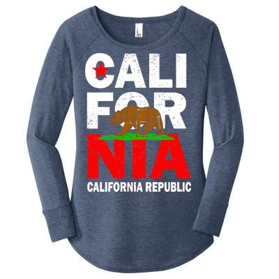 Cali California Republic Logo Women's Perfect Tri Tunic Long Sleeve Shirt