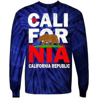 Cali California Republic Logo Tie-Dye Long Sleeve Shirt