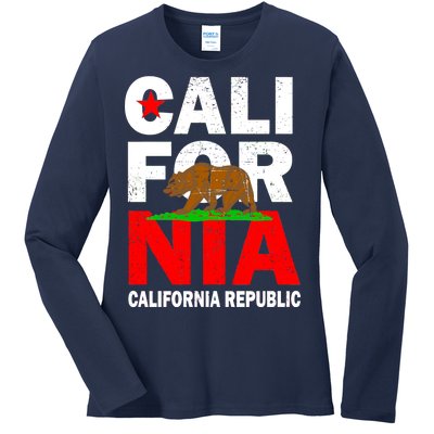 Cali California Republic Logo Ladies Long Sleeve Shirt