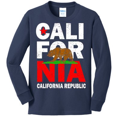 Cali California Republic Logo Kids Long Sleeve Shirt